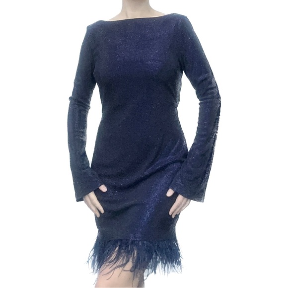 Rhinestone with feathers Dress, size M, open back - Picture 6 of 6